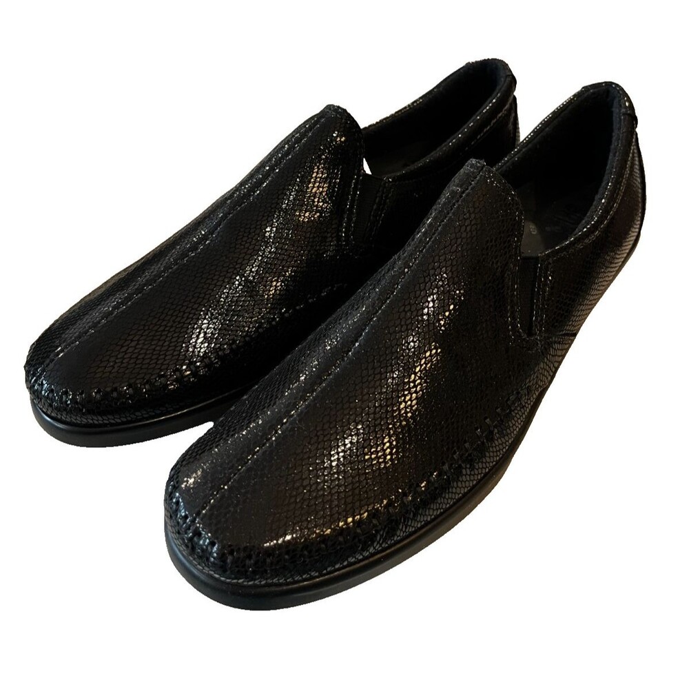 SAS Dream Comfort Loafers Shoes Size 9.5 N Narrow $157 Black Snake NEW in Box - Picture 2 of 16